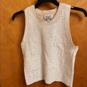 NEW J. Crew Collection Sequin Sleeveless Sweater Tank Bone/Cream Size Small